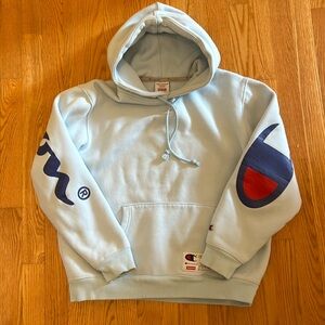 Champion X Supreme Baby Blue Hoodie M